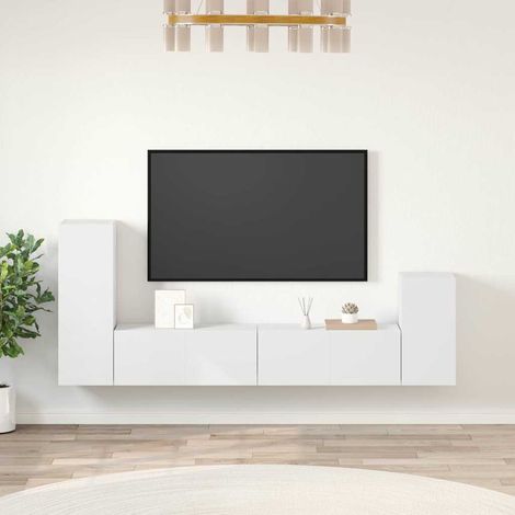 vidaXL 4 Piece TV Cabinet Set White Engineered Wood (1/5)