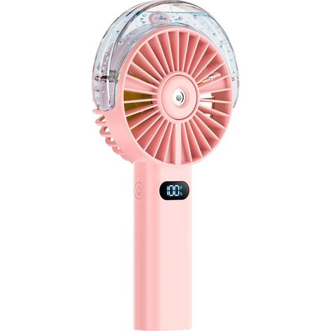 Mini ventilatore portatile, raffreddamento ad alta velocità, funzione nebulizzatore ricaricabile, rosa (1/2)