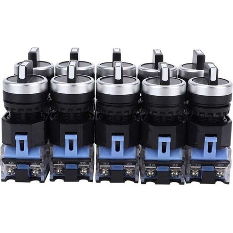 Lot de 10 sélecteurs rotatifs autobloquants à 3 positions BEM38-20X/31, 22 mm (1/4)