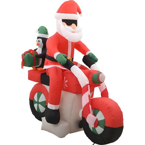 vidaXL Papá Noel inflable navideño en moto LED IP44 160 cm (1/2)