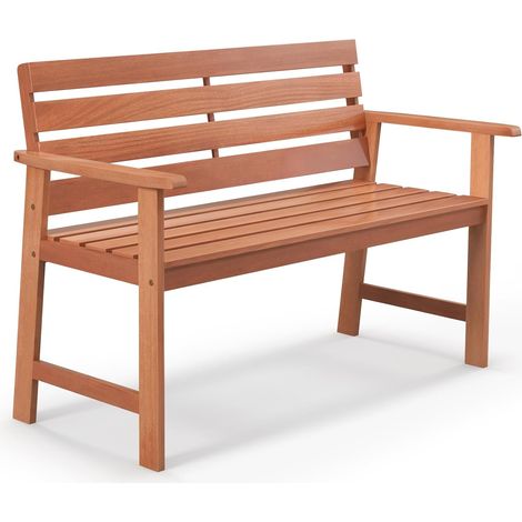 COSTWAY Banco de Jardín de Madera, Banco Jardin Exterior de 2 Asientos Listones Transpirables y Respaldo Inclinado, Sofá de 2 Plazas Ergonómico para Exteriores para Patio, Balcón, Jardín (1/5)