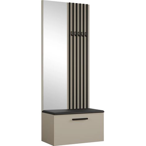 AX LIVING Kleiderschrank mit Spiegel Rosanno II 80,6 cm Kaschmir JS100