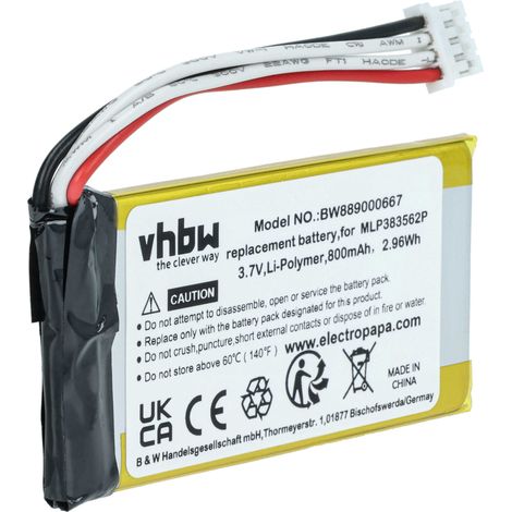 vhbw Akku kompatibel mit JBL Go 3 Lautsprecher Boxen Speaker (800 mAh, 3,8 V, Li-Polymer)