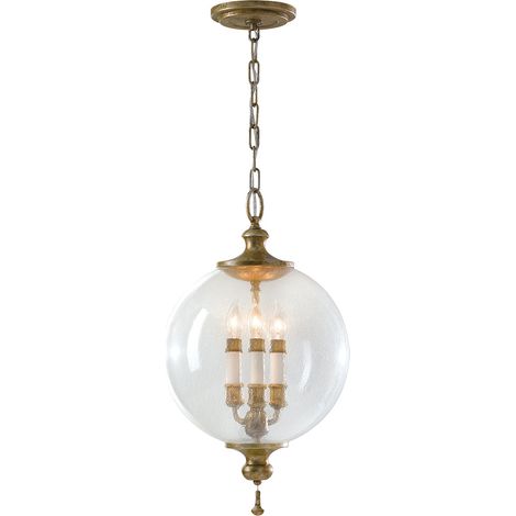 Elstead Argento - Suspension à 3 ampoules au fini feuille d'argent oxydé, E14 (1/4)
