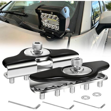 2 Pieces Universal Adjustable Work Light Mounting Bracket for LED Work Light Compatible with Off-Road Truck SUV (5Screw-Silver) Support de fixation robuste en acier inoxydable 304 avec protection ant (1/5)