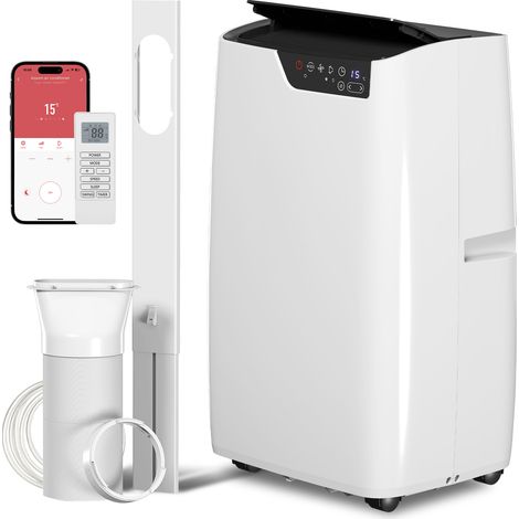 Climatiseur portable 12 000 BTU, avec fonctions de refroidissement, déshumidification, ventilation, mode nuit et commande vocale Wi-Fi. (1/4)