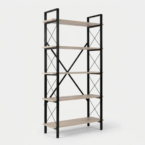 Estantería industrial de metal negro con 5 baldas Elysian - Beige