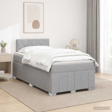 Lit boxspring avec matelas Gris clair 120 x 190 cm Tissu (1/5)