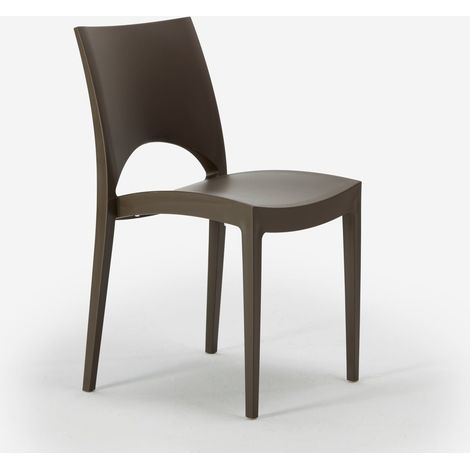 Grand Soleil – Chaise empilable en polypropylène pour salle à manger et bar – Résistante aux intempéries – Confort optimal – Hauteur d'assise 43 cm – Marron