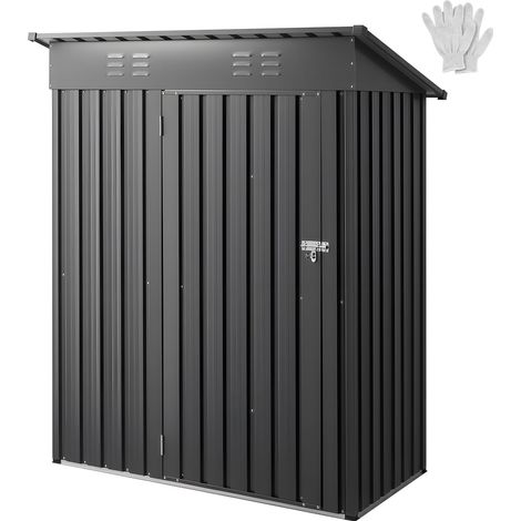 VEVOR Casetta da Giardino in Metallo 153,3 x 87,6 cm, Capanno da Giardino per Esterni, Porte Chiudibili a Chiave, Casetta da Giardino con Tetto Spiovente, per Organizzare Attrezzi, Biciclette, Grigio (1/5)