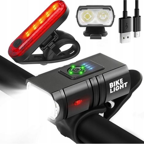 LEISTUNGSSTARKE LED-FAHRRADLAMPE MIT ACU-USB-ANSCHLUSS UND RÜCKLICHTERN
