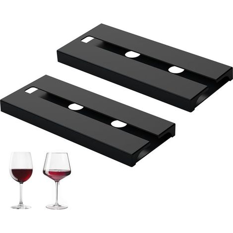 2 Pièces Support à Verre à Vin Suspendu, Porte-Verre à Vin, Porte-verres à Pied, Support Verre à Vin Deux Rangées, pour Maison, Bar, Étagères, Restaurant (Noir) (1/5)