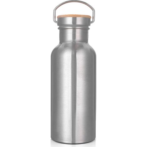 botella de agua de acero inoxidable, 500 ml, pared simple, a prueba de fugas, para deportes, viajes y escuela. (1/5)