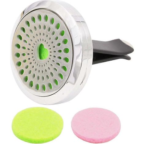 Diffuseur de parfum en forme de cœur pour voiture, clip de fixation pour grille d'aération, médaillon décoratif avec 2 coussinets en feutre de couleur aléatoire.-4X2CM (1/3)