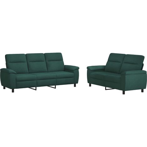 Sofa-Set 2 pcs Dunkelgrün Stoff vidaXL