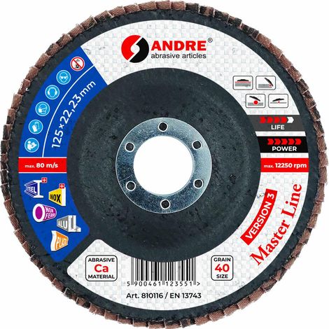 ANDRE ŚCIERNICA LISTKOWA 125mm P 40 CERAMICZNA MASTER LINE WERSJA III