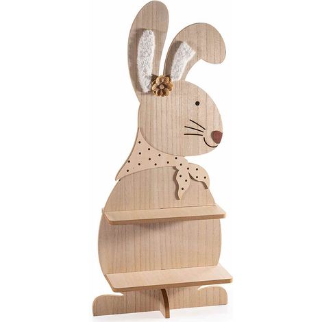 Espositori di Pasqua in legno sagomato a forma di coniglio con 2 mensole / scaffali. Ideale per allestire vetrine pasquali, cm 38 x 19,5 x 85 H