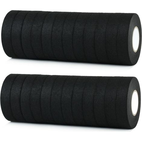 Black Insulating Electrical Wire Tape, 19mm x 15m, 24 Pieces, Heat Resistant Cable Tape for Cars, Adhesive Wiring Harness Tape