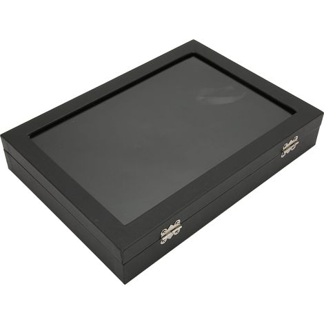 Pin Display Stand, Badge Storage Box with Locking Buckle for Pin Bar, Jewelry Collection Case, Dustproof Clear Glass Lid (1/5)