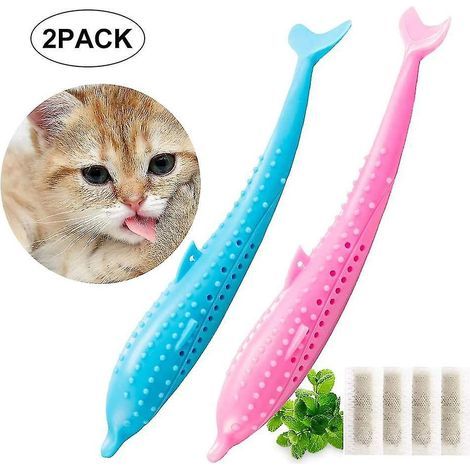 Hygiène dentaire pour chat, jouet pour les dents du chat, jouet molaire en silicone à mâcher (rose, bleu) (1/4)