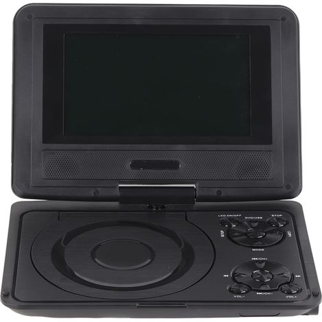 Lecteur DVD portable HD 6,8 pouces pour enfants, lecteur TV multifonctionnel et pratique pour voiture et extérieur, 110-240 V (noir, prise UE) (1/5)