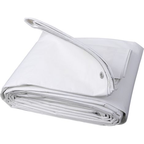 Woltu – Bâche de protection en polyéthylène 280g/m2 – Dimensions 4x8 m – Hydrofuge et résistant aux UV – Oeillets métalliques tous les 50 cm