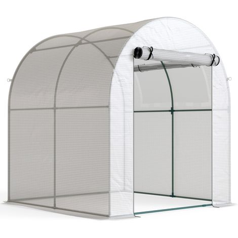 GagaSerre de jardin portable avec cadre en acier et bache plastique blanc (1/5)