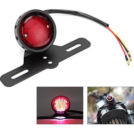 Feu arrière moto aluminium noir, stop LED moto, accessoire moto, feu de freinage robuste pour motocyclette (1/5)