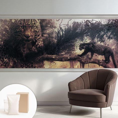 Papier peint intissé décoratif pour salon chambre et cuisine Facile à poser avec colle Motif forestier 250x104 cm (1/5)
