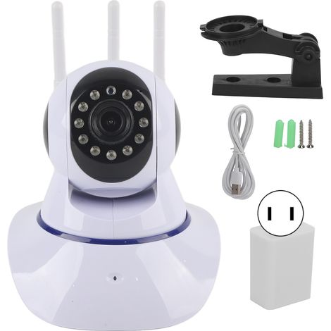 Caméra IP WiFi sans fil, vision nocturne infrarouge, détection de mouvement, audio bidirectionnel, PTZ, 3 antennes, 100-240V prise US (1/5)