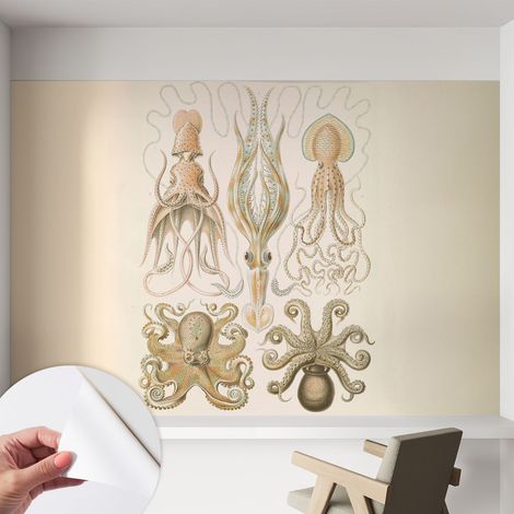 Papier peint adhésif avec colle pour décoration moderne de salon chambre à coucher cuisine et bureau Facile Vie marine 152x104 cm (1/5)