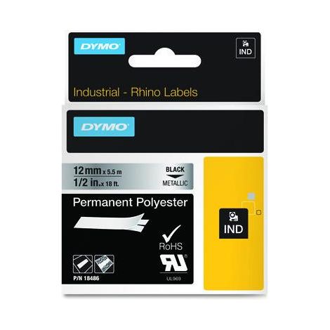 DYMO 18486 nastro per etichettatrice Nero su metallizzato