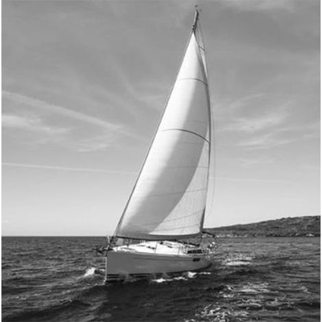 Cuadro en blanco y negro sobre cristal - velero 80x80cm