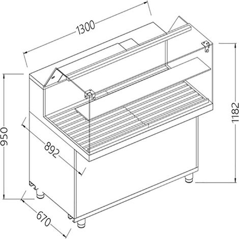 Vitrine snack pour pain vitres basses 1300mm - Diamond