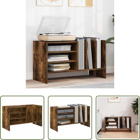 Holzschrank - Schallplattenschrank Geräucherte Eiche 78,5 x 35 x 45 cm (1/5)