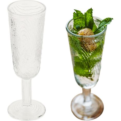 Verre à champagne, motif de tranches de bois, transparent (1/4)