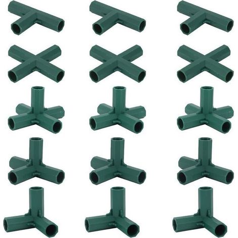 Lot de 15 Connecteurs De Cadre De Serre, Connecteurs d'angle pour Cadre De Jardin Tige d'hélice de 16 mm 5 Types de Support Stab (1/4)