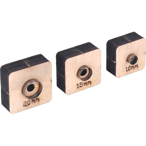 Lot de 3 matrices de découpe circulaires avec plaque en bois et moules de perforation en métal pour cuir et tissu (10 mm, 15 mm, 20 mm). (1/5)