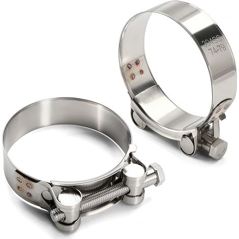 2 Pièces 74-79 mm Colliers de Serrage à Boulon en T en Acier Inoxydable 304, Collier de Serrage à Boulon Articulé, pour Tuyau D'eau (1/5)