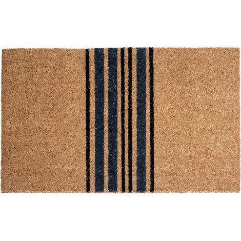 Felpudo antideslizante 45 x 75 cm con dorso de PVC motivo de rayas clásico de fibra de coco natural Togiak