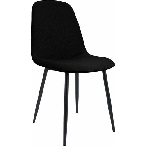 Sedia da cucina/sala da pranzo dal design moderno x1 in tessuto nero con struttura in metallo nero 100007162