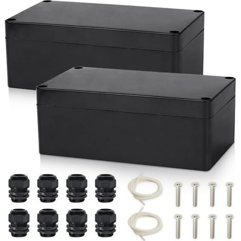 Stück Anschlussdose, ABS-Anschlussdose mit Steckverbindern, IP65 wasserdicht, Kunststoffgehäuse für elektrische Projekte im Außenbereich, geeignet für DIY-Elektronik, 158 x 90 x 60 mm (Schwarz) (1/5)