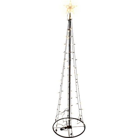 Spetebo – Arbre lumineux LED noir 180 cm – 106 LEDs blanc chaud – Fiche IP44 pour extérieur – Étoile éclairée décorative
