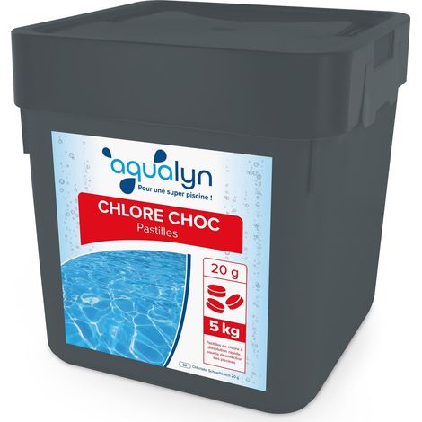 Chlore choc pastilles 20 g seau 5 Kg Aqualyn Palette de 120
