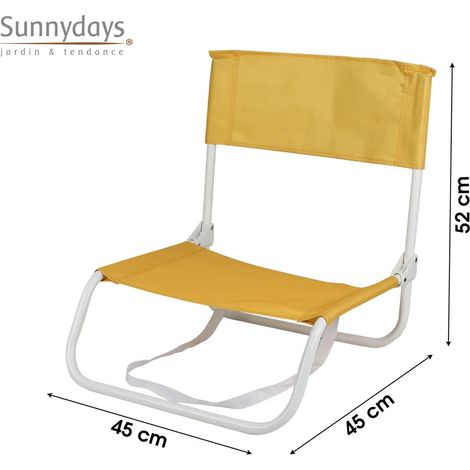 Chaise de plage Sunnydays 45x45x52 cm, tabouret de plage, chaise de camping 224210 jaune