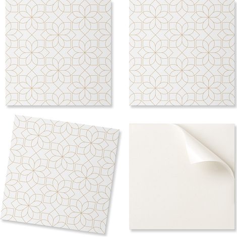 Baldosas de vinilo impresas listas para instalar, con estampado floral geom茅trico, 20x20x20 cm.