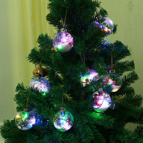 Lot de 6 boules de Noël scintillantes avec pendentifs lumineux LED, rechargeables, à suspendre au sapin pour une fête. (1/5)