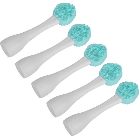 5 pièces Brosse de Nettoyage Visage en Silicone, Masseur de Pores Portable pour Soins de la Peau Vert (1/5)