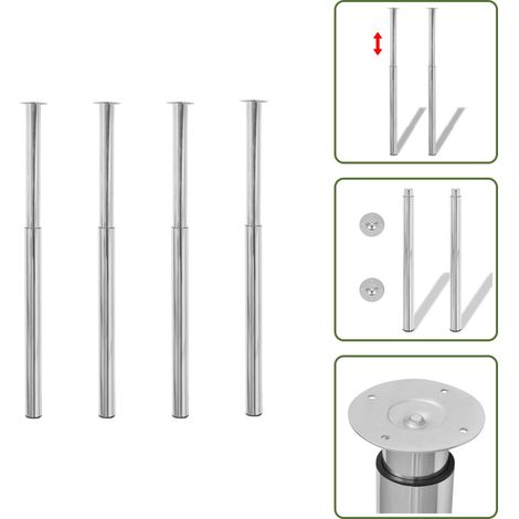 Tavolo da cucina - vidaXL Gambe Telescopiche per Tavolo 4 pz Cromate 710-1100 mm - Gambe regolabili