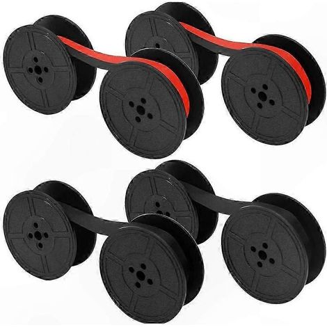 Lot de 4 rubans universels pour machine à écrire, conception à double bobine, compatibles avec la plupart des machines à écrire (noir-rouge, noir) (1/5)